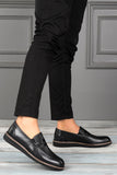 Men's Black Leather Comfort Shoes