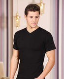 Men's V-neck Black 100% Cotton Sleeveless T-shirt
