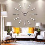 3D Silver Adhesive Wall Clock (Big Size)