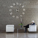 3D Silver Adhesive Wall Clock (Ultra Big Size)