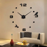 3D Black Adhesive Wall Clock (Big Size)
