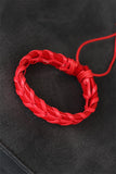 Men's Braided Red Leather Bracelet