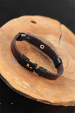 Men's Infinity Metal Accessory Brown Leather Bracelet