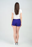 Women's Faux Pocket Saxe Crepe Shorts