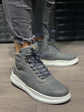Men's Thick Sole Grey Boots