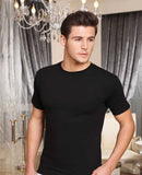 Men's Collarless Black Cotton Sleeveless T-shirt