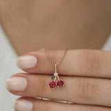 Women's Cherry Pendant Rose Gold Plated Silver Necklace