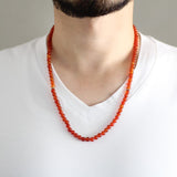 Men's Red Agate Natural Stone 99 Beads Bracelet