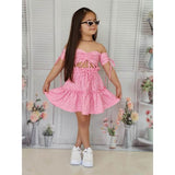 Girl's Pink Blouse & Skirt Set