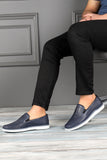Men's Navy Blue Leather Comfort Shoes